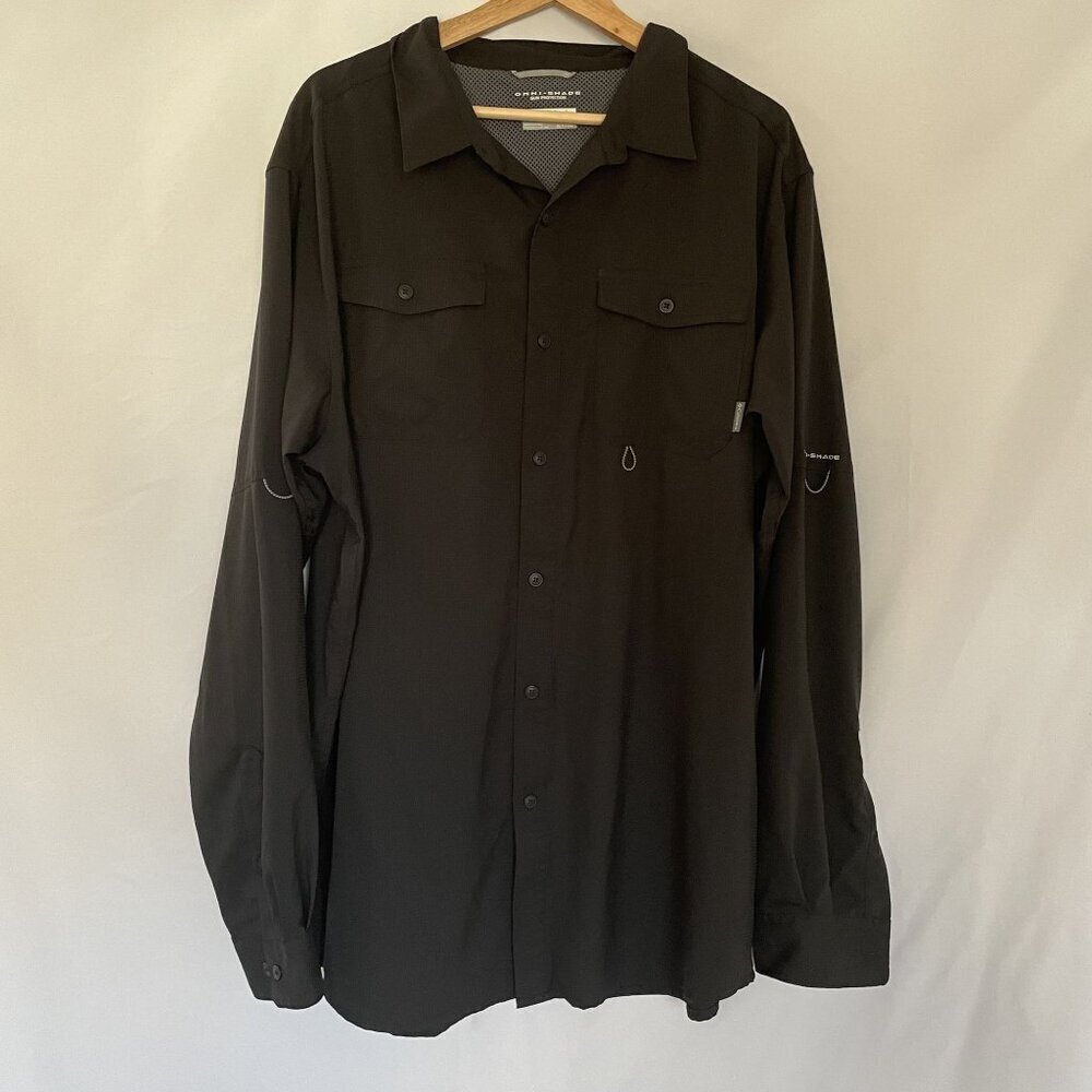 Columbia omni-shade sun protection men's XLT black button down shirt lightweight